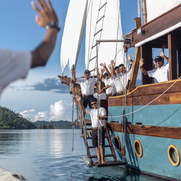 Wayag viewpoint in Raja Ampat aboard Pacific High private luxury yachts
